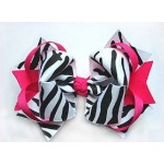  Zebra Print Ribbon Color Layered Hair Bow